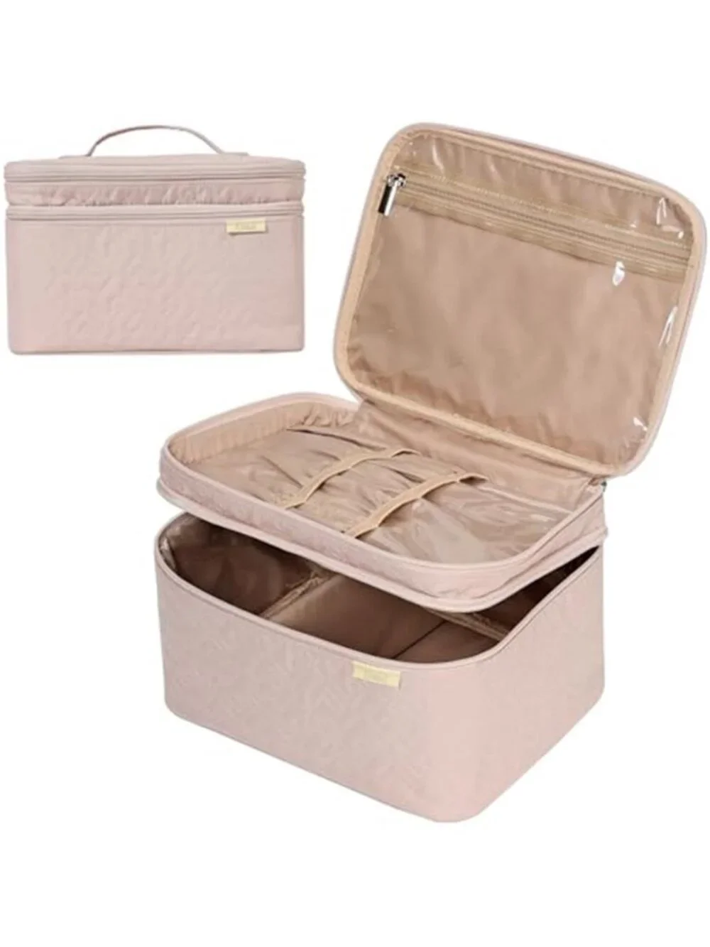 Makeup Train Case Cosmetic Organizer Bag Travel Storage Case Brush Holder